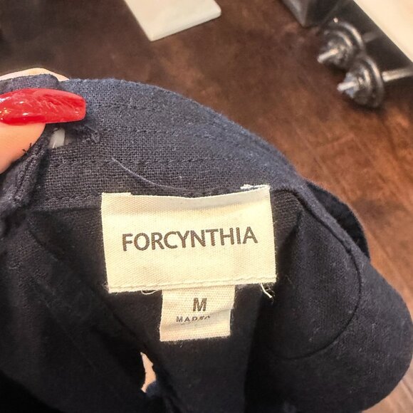 For Cynthia Navy Blue Linen Dress Size M Sleeveless Tank - Picture 9 of 9